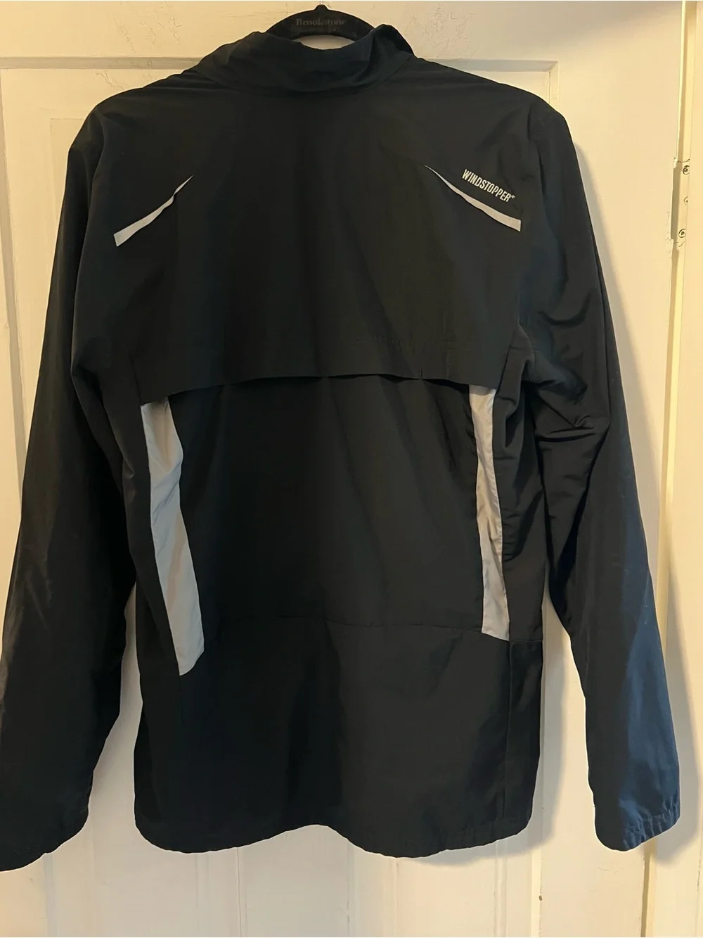 adidas Black Hooded Windbreaker with White Panels